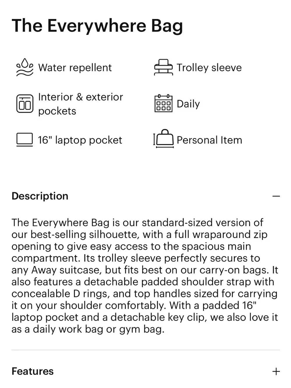 Away The Everywhere Bag in Navy EUC - Picture 2 of 13
